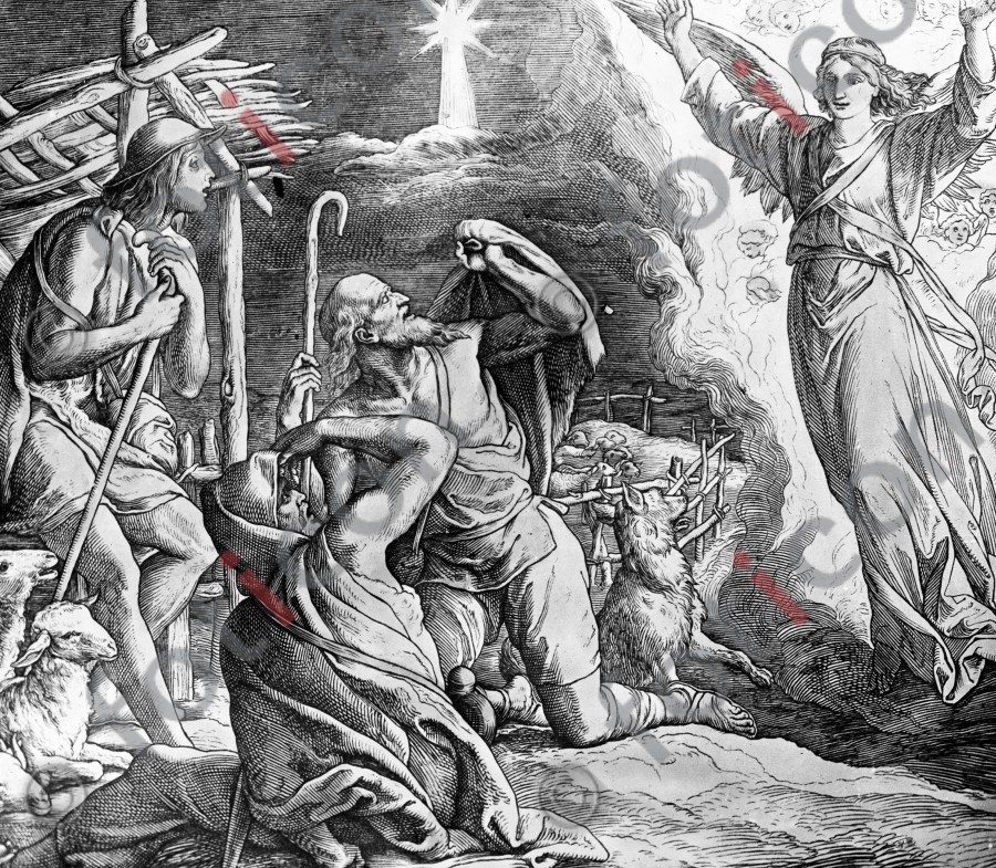 Verkündigung an die Hirten | Annunciation to the Shepherds - Foto foticon-simon-043-sw-004.jpg | foticon.de - Bilddatenbank für Motive aus Geschichte und Kultur